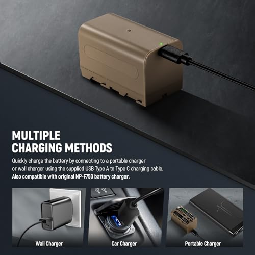 Image of NEEWER NP-F750 7000mAh Replacement Battery, 5.4Hrs Full Charge Time with USB Type C Port /Cable, Rechargeable Camera Camcorder Video Light Monitor Battery for Sony NP-F550 F750 F950 F970