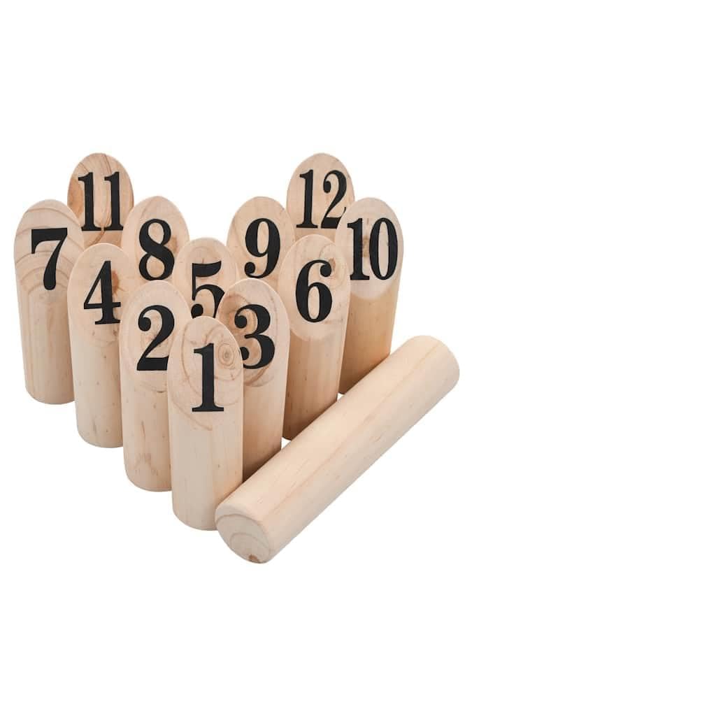 Kubb zestaw do zabawy z litego drewna sosnowego, 12 kubków z prętem do rzucania i torbą do przenoszenia, do zabawy na świeżym powietrzu, do ogrodu, na kemping, piknik, plażę i do parku dla