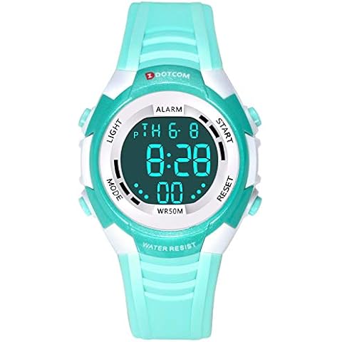 Digital Watch for Kids, 5 ATM Waterproof Outdoor Sports Swimming Boys Girls Watch with Alarm, Time, Date, Backlight, Stopwatch Multi Functions Children Watch (Green Green) Cover