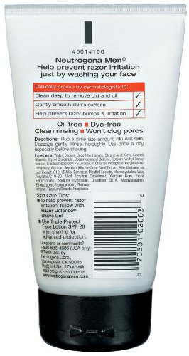 Neutrogena Men Exfoliating Razor Defense Daily Shave Face Scrub, Conditioning Facial Cleanser For Smoother Skin & Less Razor Irritation, Dye-Free, 4.2 Fl. Oz (Pack Of 2) #TOP1