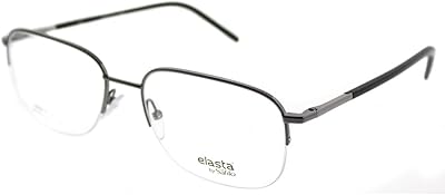 Elasta 7220 V81 Dark Ruthenium Black Metal Semi-Rimless Eyeglasses 56mm