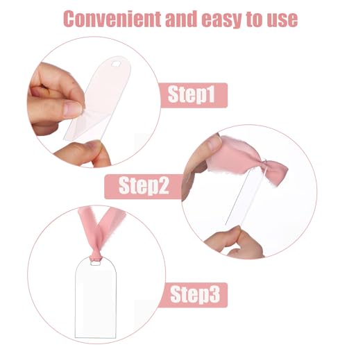 10 cartões de acrílico transparente com fita, cartões de nome de casamento de 9 cm x 1,6 cm para con