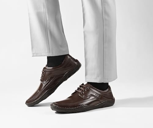 Image of LOUIS STITCH Genuine Leather Formal Shoes for Men | Ultra Lightweight and Flexible Rubber Sole Men's Formal Derby Shoes | Formal Lace Up Derby Shoes for Men | LSAXPL |