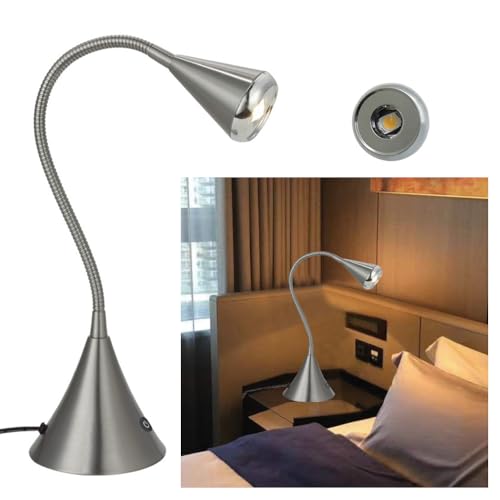HomeFocus - Lámpara de escritorio LED, lámpara de lectura, regulable al tacto, 3 modelos, lámpara de lectura para el cuidado de los ojos, luz nocturna, luz LED de 5 W 3000 K, luz blanca cálida