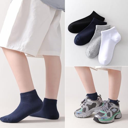 Image of EPEIUS Kids' Low Cut Ankle Socks Cotton Seamless Toe Sport Athletic Socks for Boys Girls White Black Navy 4 /8 Pack