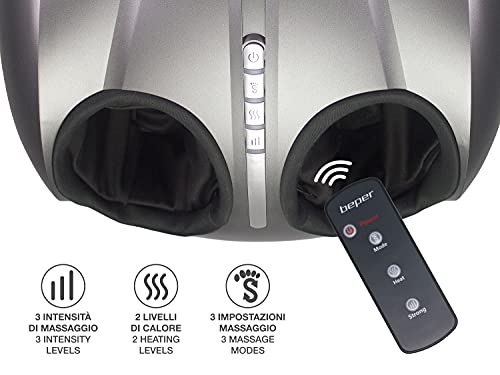 Masajeador Shiatsu para pies Beper P302MAS050 con calor y compresión de aire, 3 intensidades, 2 niveles de calor, incluye control remoto, ideal para alivio del estrés en casa y oficina miniatura 5
