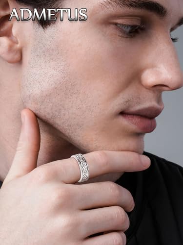 ADMETUS 925 Sterling Silver Celtic Knot Ring Wedding Band Rings for Men Celtic Jewelry Gifts for Men Rings Size 5-153