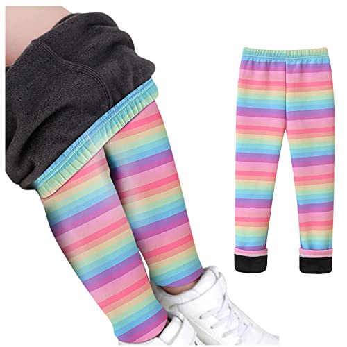 Kids Girls Fleece Lined Leggings Fall Warm Thick Stretchy Pants Toddler Slim Printing Ankle Length Footless Tights2
