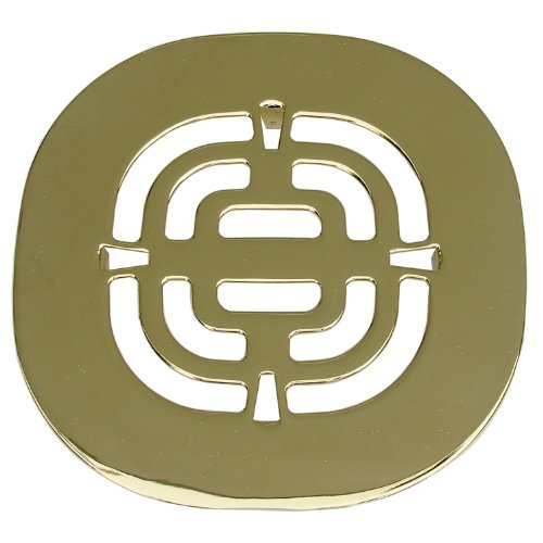 Simpatico 31357P Fiat Drain Grill with 4-1 2  Diameter, Bottom Side 3-1 8  Prong to Prong for Shower, Polished Brass