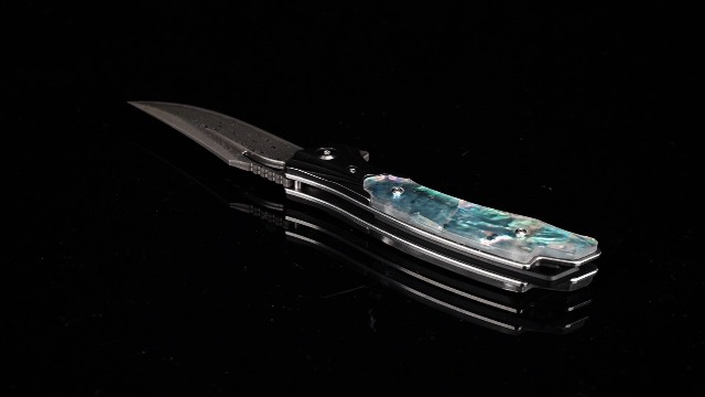 Zingbee Damascus Pocket Knife for Women, 3.15" VG10 Damascus Steel Blade EDC Folding Knife with Sheath, Abalone Shells Handle, Ideal Gifts for Woman Men