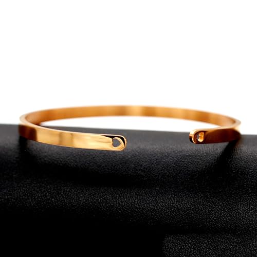Image of Uloveido Stainless Steel Inspirational Bracelets for Women Engraved Personalized Mantra Initial Motivational Cuff Bangle Y460