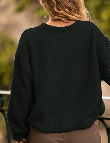 Image of Ynhonra Womens Cardigan Sweater Front Button Loose Y2k Long Sleeve Crewneck | Lightweight Knit Ribbed Hem