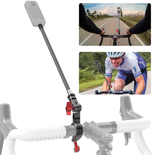 KOQEIEY Bike Motorcycle Handlebar Mount for Insta360 X5 DJI Osmo 360 Third-Person Bike Handlebar Selfie Stick Mount with Ratchet Interface for Insta360 X5 X4 GoPro Perfect for Shooting Bike Video