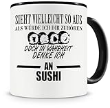 Samunshi® Ich denke an Sushi Tasse Kaffeetasse Teetasse Kaffeepott Kaffeebecher Becher