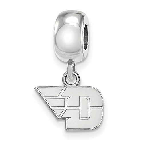 Sterling S. Rh-plated LogoArt University of Dayton XS Dangle Bead Charm, Sterling Silver