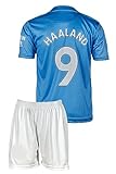 Gokaynex Erling Haaland #9, 2023/2024 Kinder Trikot Mit Kurz, Neue Season (140,Blau)