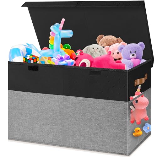Mabahoo Large Toy Box, Collapsible Sturdy Storage Chest With Lids, Kids Toy Chest Storage Organizer Toddler Bin Boxes for Living Room, Bedroom, Nursery, 25