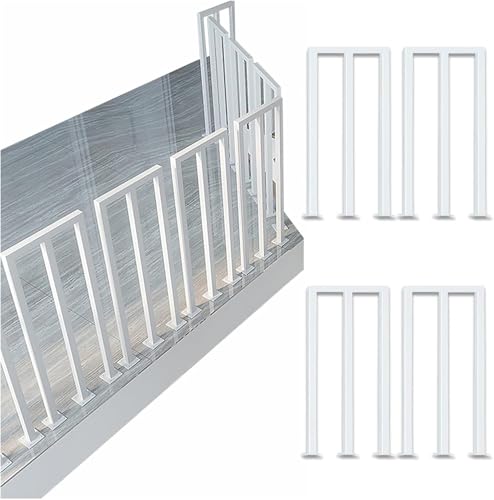 Balustradenpfosten aus Metall für Innentreppen, Handgeländer-Set, 95 cm hoch, Deck, Veranda, Stufen, Baluster, Spindeln in Weiß, dekorative Zaunlatten 4 Stück (M-Form, 85 cm)