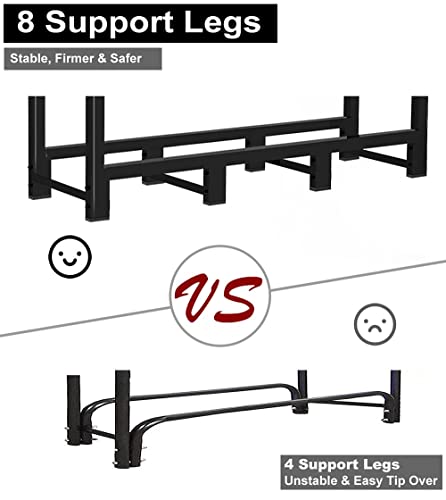 Koutemie 4Ft Outdoor Firewood Rack Holder For Fireplace Wood Storage, Adjustable Fire Log Stacker Stand, Black #TOP2