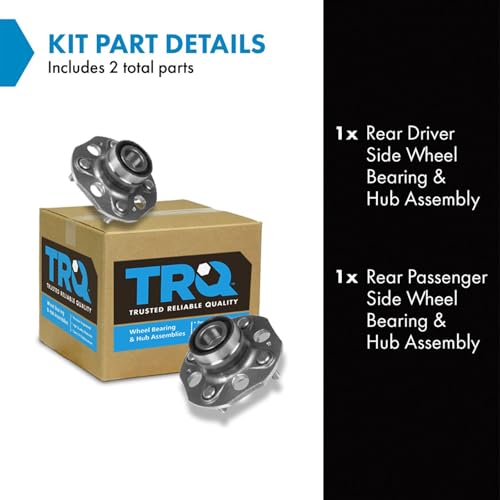 Image of TRQ Rear Wheel Bearing and Hub Assembly Set 2 Piece Compatible with 95-97 Honda Accord L4 2.2L with Rear Drum Brakes 92-93 Accord LX DX 1994 1991 1990