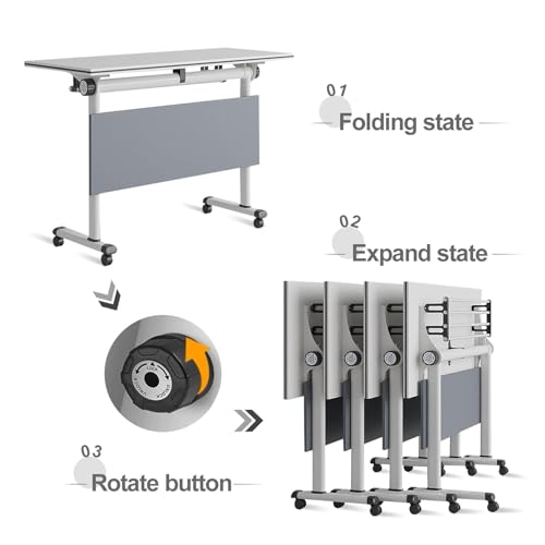 Table de réunion pliable et mobile avec grand cadre en métal stable
