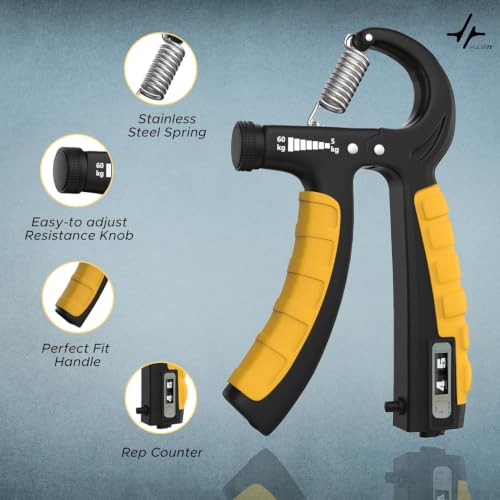 Image of PulseITFlex Adjustable Hand Grip Strengthener with Counter Forearm and Finger Exercise Equipment for Men & Women, Power Gripper for Gym Workout and Hand Strength Training (With Counter)