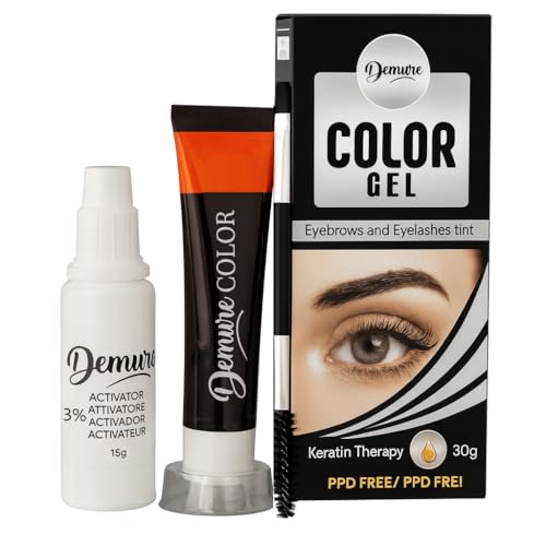 Set de Tinte para Pestañas y Cejas Demure con Queratina, sin PPD, sin Amoniaco, 20+ Aplicaciones, efecto hasta 4 semanas, Eyelash & Eyebrow Tint Kit (Negro 1.0)