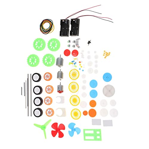 DAGIJIRD Plastic Toy Car Motor Gear Kits Single Double Reduction Gear Worm Gear Motor Tires DIY Parts Car Accessories, 112Pcs