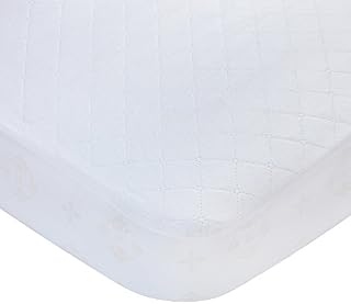 Carters Waterproof Fitted Quilted Crib and Toddler Protective Mattress Pad Cover, White
