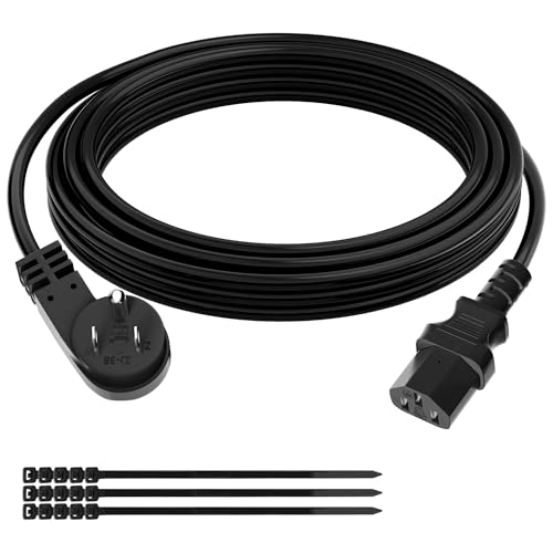 Elecan 3 Prong S Flat Plug Replacement Power Cord 75 FT-45 Degree Angled Plug-Low Profile Heatproof Flexible Durable AC Device Power Cable for Appliance, PC, TV, ETL 18AWG 125V 10A, with Ties by Elecan - Used condition - US$18.68