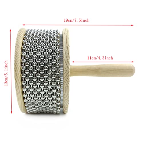 Loonelo Wooden Hand Cabasa With Stainless Steel,Hand Shaker Percussion Instrument With Metal Beads For Adults Band Music Education Classroom Music Or Playing At Home (5.1Inch) #TOP2