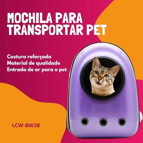 Mochila de Transporte para Pets com Ventilação e Abertura Lateral com Cinto Interno de Segurança (Ro