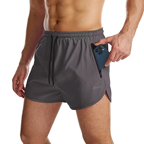 Suwangi Hombres Pantalónes Cortos de Deportivos 2 en 1 Secado Rápido Entrenamiento Fitness Gimnasio con Bolsillo Cremallera