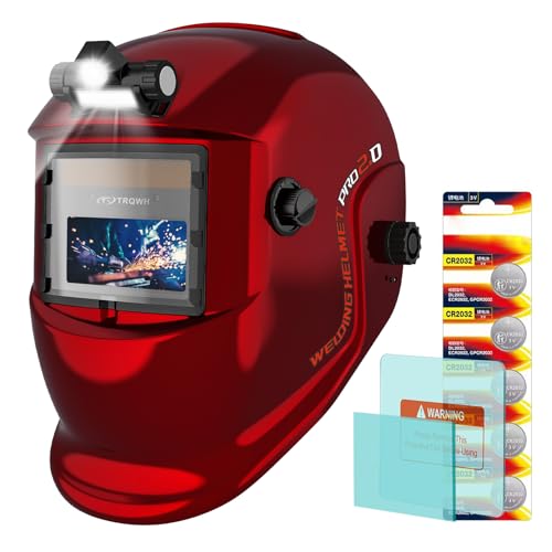 Image of TRQWH Welding Helmet with Light True Color Auto Darkening Welding Helmets for Men Solar Powered Welding Hood with 2 Arc Sensor Wide Shade 4/9-13 for TIG MIG ARC Cool Welder Mask