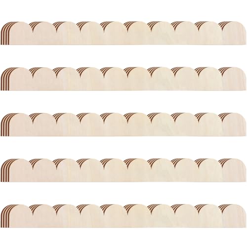 Threehoney 24 Pack Unfinished Scalloped Decorative Wood Trim Scalloped Edge Decorative Wood Molding Cute DIY Moulding Trim for Home Wall Cabinet Shelf and Window Door (15.75 x 1.57 Inch)