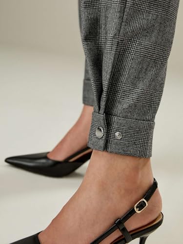 LilySilk Silk Wool Pants for Women Pinstriped High-Rise Straight Silk Wool Blend Trousers Casual Ladies Bottom, Size4