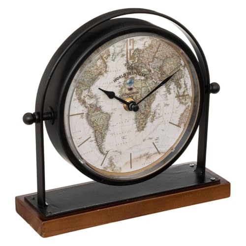 Atmosphera - Horloge à Poser Flavia - métal et Bois - Noir - H20 cm