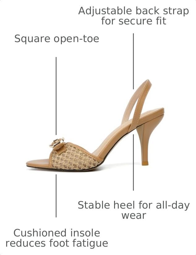 Vertundy Women's Slingback Kitten Heels Low Heel Square Open Toe Sandal Heels Fahion Dressy Women Shoes