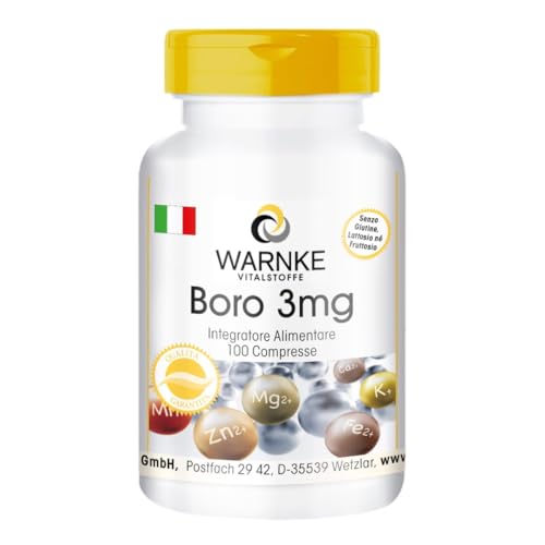Boro 3mg tetraborato di sodio - Vegan - 100 compresse | Warnke Vitalstoffe - Qualità da farmacia tedesca