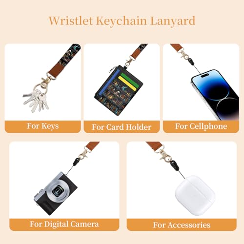 Image of Hancynir Goth Book Skull Cat Slim Wallet Women Credit Card Holder, Gothic Funny Small RFID Blocking Front Pocket Wallet Wristlet Keychain Lanyard, Cute Mini Card Case Thin Zipper Coin PU Leather Gifts