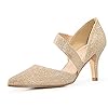 mysoft Women's Pumps Pointed Toe 3 inch Dress Shoes Gold-Glitter