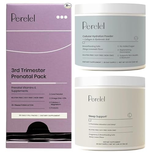 Essential 3rd Trimester Prenatal Vitamin Bundle, 3rd Trimester Prenatal Vitamin Pack, Sleep Support, & Cellular Hydration Powder