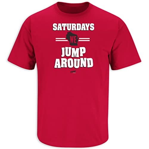 Smack Apparel Saturdays T-Shirt for Wisconsin College Fans (SM-5XL) (Red Short Sleeve, 4X-Large)