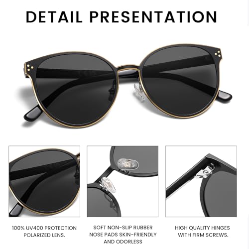DUCO Trendy Round Mens Sunglasses Fashion Classic Polarized Sunglasses for Men UV400 Lens DC82354