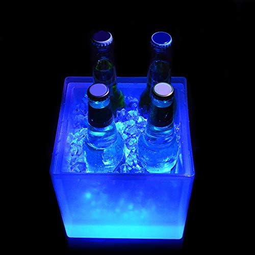 LED Ice Bucket, 3.5L Large Capacity Wine Ice Bucket Drink Containers, Water Proof Champagne Bucket Ice Bucket for Cocktail Bar, Beer Bucket Drink Buckets for Parties(White)