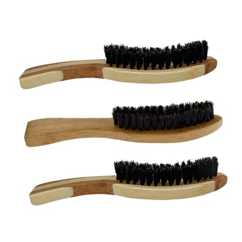 PLAFOPE 3pcs Natural Boar Bristles Beard Brush for Men Shaving Care Tool Boar Bristle Hair Cleaning Supplies Random Style