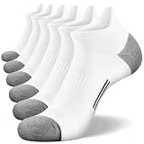 FITRELL 6 Pack Ankle Running Socks for Men and Women Low Cut Cushioned No Show Athletic Sports Compression, Shoe Size 12-15, New White