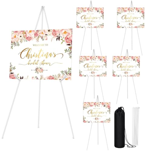 6Pcs White Easel Stand for Wedding Sign Stand, 66 Inch Adjustable Metal Easels