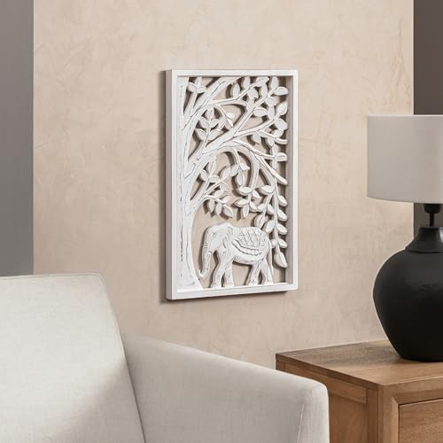 Image of JFY Designs Delmore Hand Carved Wooden Wall Panels Bedroom Decor