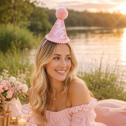 Image of piercing Half Birthday Decoration for kids, 1 /2 Birthday Decorations for kids, Half Way to One Decoration, Half Birthday Cap, Adorable Party Hat Milestone, Great for Photo Shoots